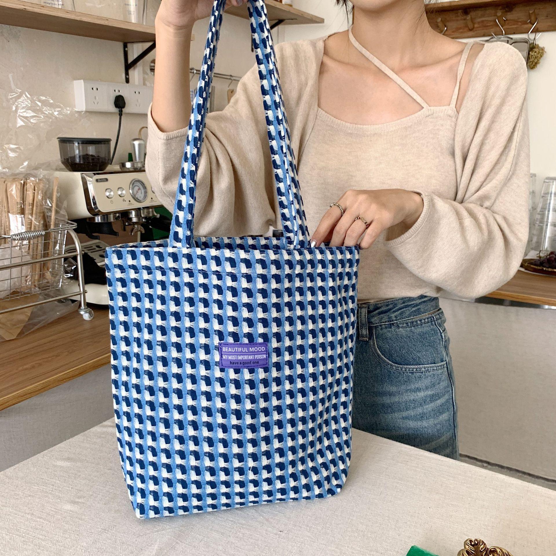 

Корейська інтернет-знаменитість ретро плед сумка через плече універсальна полотняна сумка студент великої місткості сумка жіноча