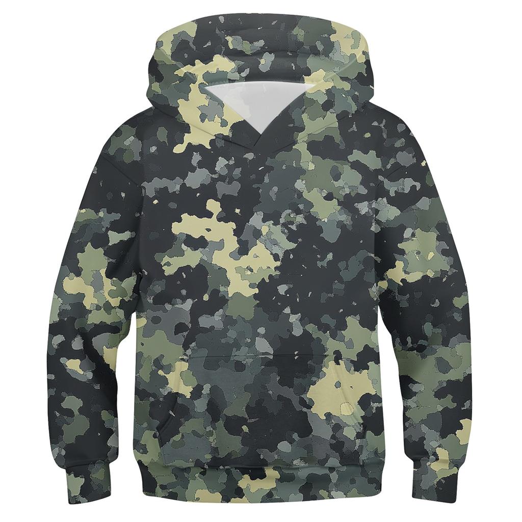 Boys Casual Fashion Long Sleeve Hooded Pocket Sweatshirt