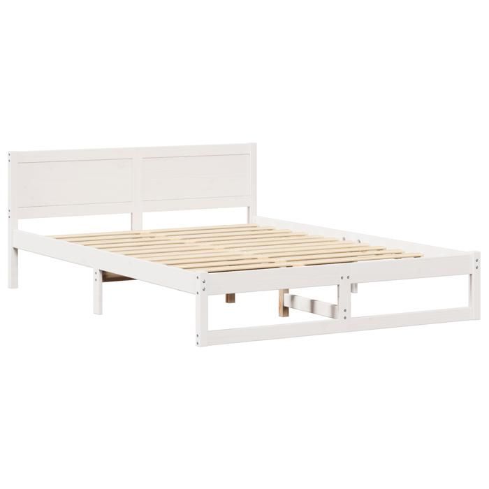 VidaXL Cadre de lit Blanc Bois de pin massif 160 x 200 cm Durable 873266