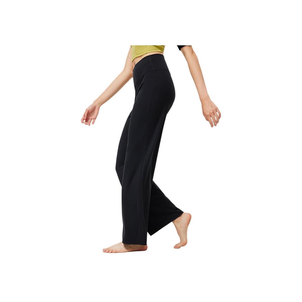 Li Ning Fitness Series Solid Color Slim Fit Straight Leg Knitted Sports Pants Women Pants Black AKLU156-3
