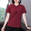 2026 Summer Stylish Plus Size Women's T-shirt: Flattering, Loose Fit, Short-Sleeved Top for Middle-Aged Elegance