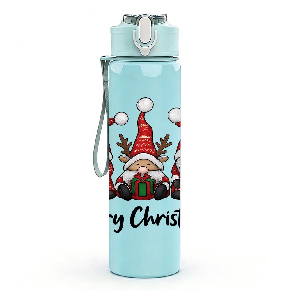 1PC Twin Christmas Gnomes 750ml Color Plastic Sports Water Bottle Leakproof Flip Straw Lid Suitable for Sports Office Home Use