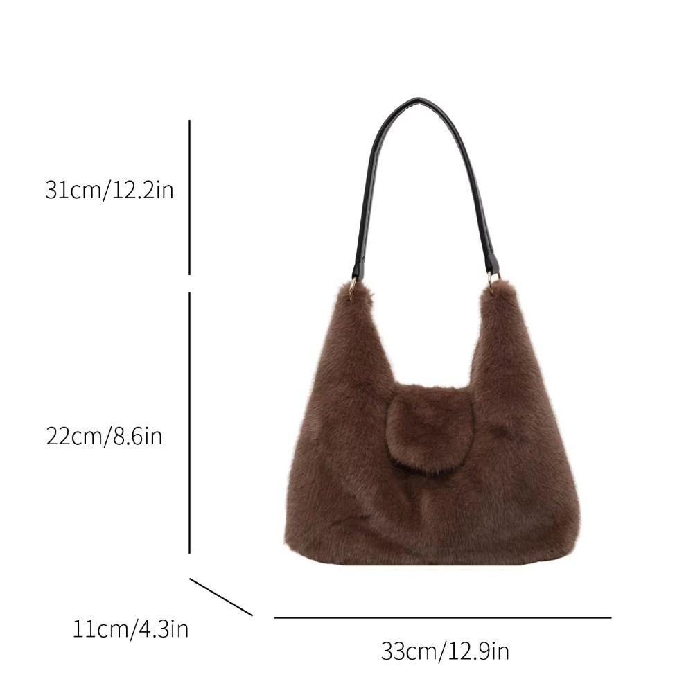 Deer Spot Fluffy Shoulder Bag Leopard Print Women Handbag Elegant Plush Tote Bag  Dating