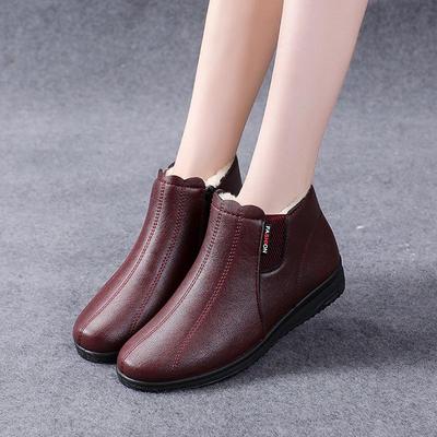 2023 Winter Warme Plüsch-Baumwoll-Knöchelstiefel für mittleres und älteres Alter – Flache Absatz-Schneeschuhe & Arbeitsschutzschuhe