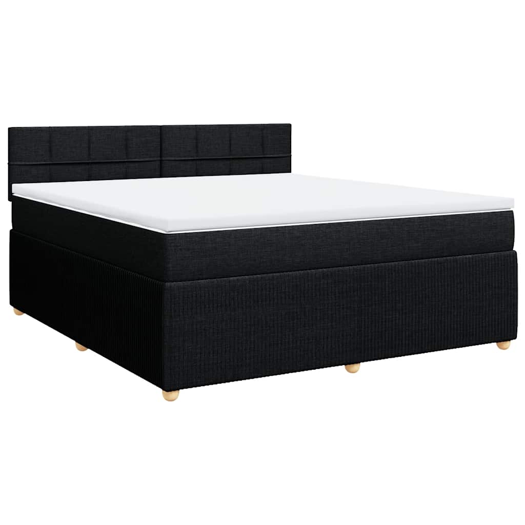 Vidaxl Continental Bed with Mattress, Black, Fabric 180X200 Cm