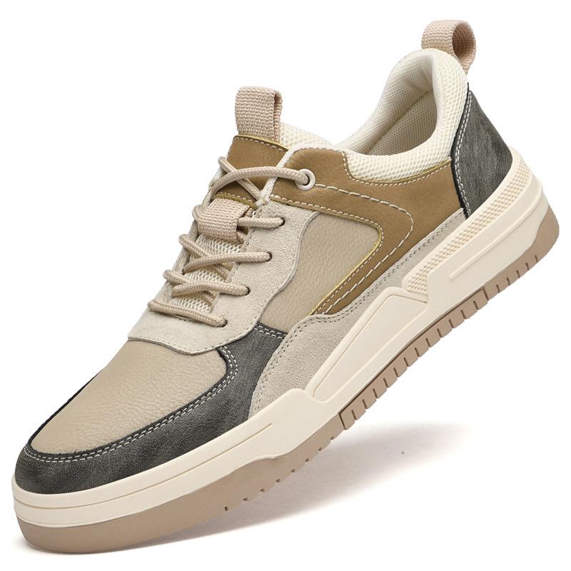 Spring/Autumn 2024 Men's Retro Business Casual Non-Slip Soft Sole Breathable Patchwork Board Shoes
