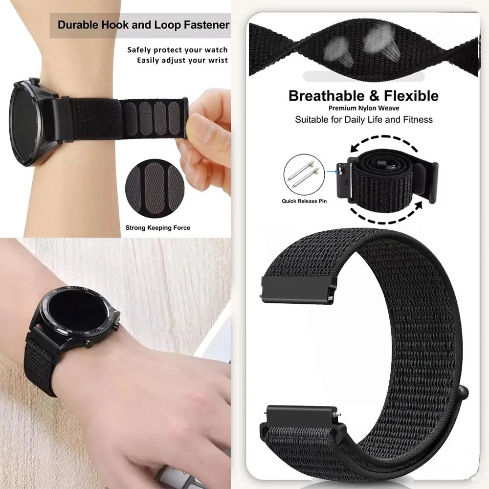 20/22mm Nylon Loop Strap For Samsung Galaxy Watch5 Pro/7 6 5 4 40mm 44mm/Watch3 45mm/Gear S3 Classic Replace Breathable Bracelet