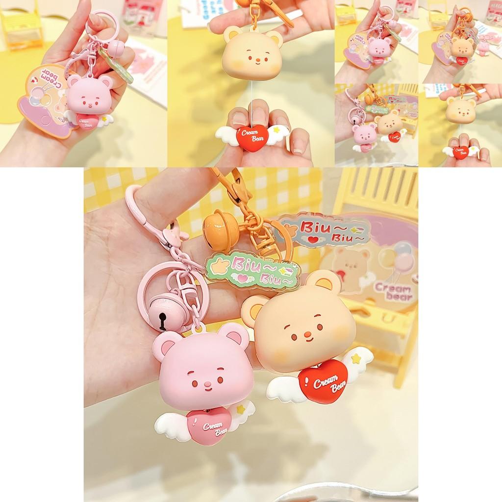 Adorable Original Cream Bear Heart Pull Keychain Unique Cute Resin Accessory Gift