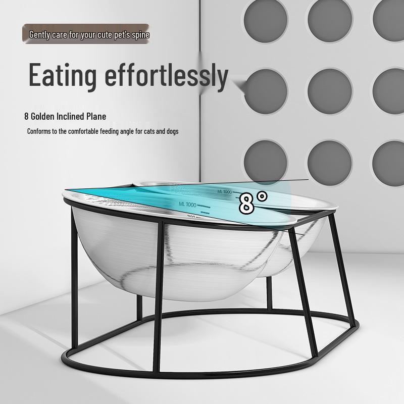 Stainless Steel Floor-Standing Pet Feeder with Double Anti-Fall Bowls for Cats and Dogs