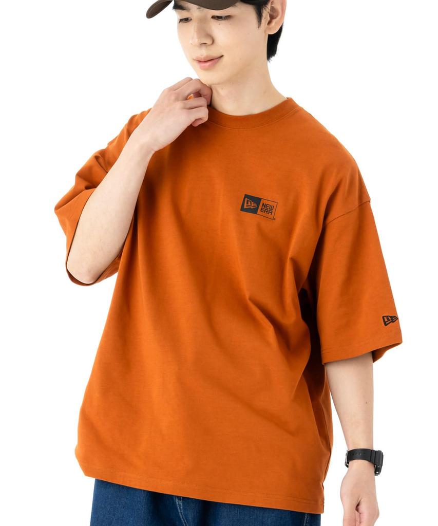 New Era Short Sleeve Oversized Rust Orange Black Oversized Cotton Tee Box Logo T-shirt S/S