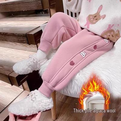 Mädchen Fleecegefütterte Lammwoll-Sweathose - Kleiner Hase Winterstil
