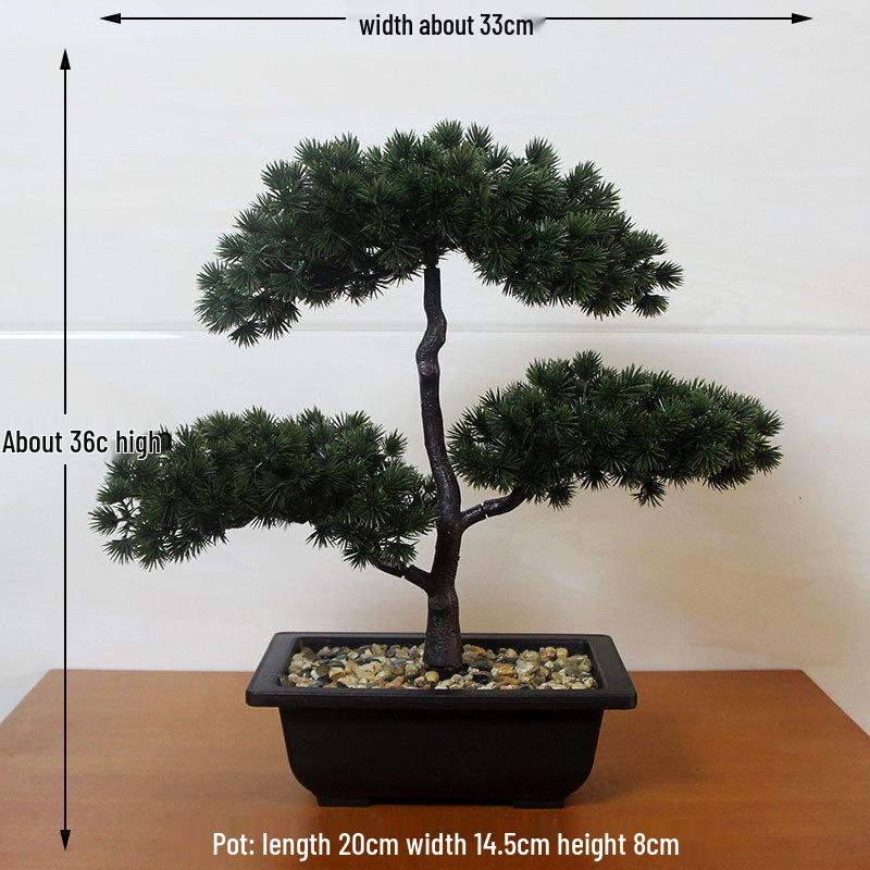 Umělé borové svatební květinové aranžmá: Zelený bonsaj penězovník pro domácí dekoraci