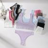 Conjunto de Yoga Transfronterizo Estampado: Tanga y Camiseta sin Hilos y Transpirables