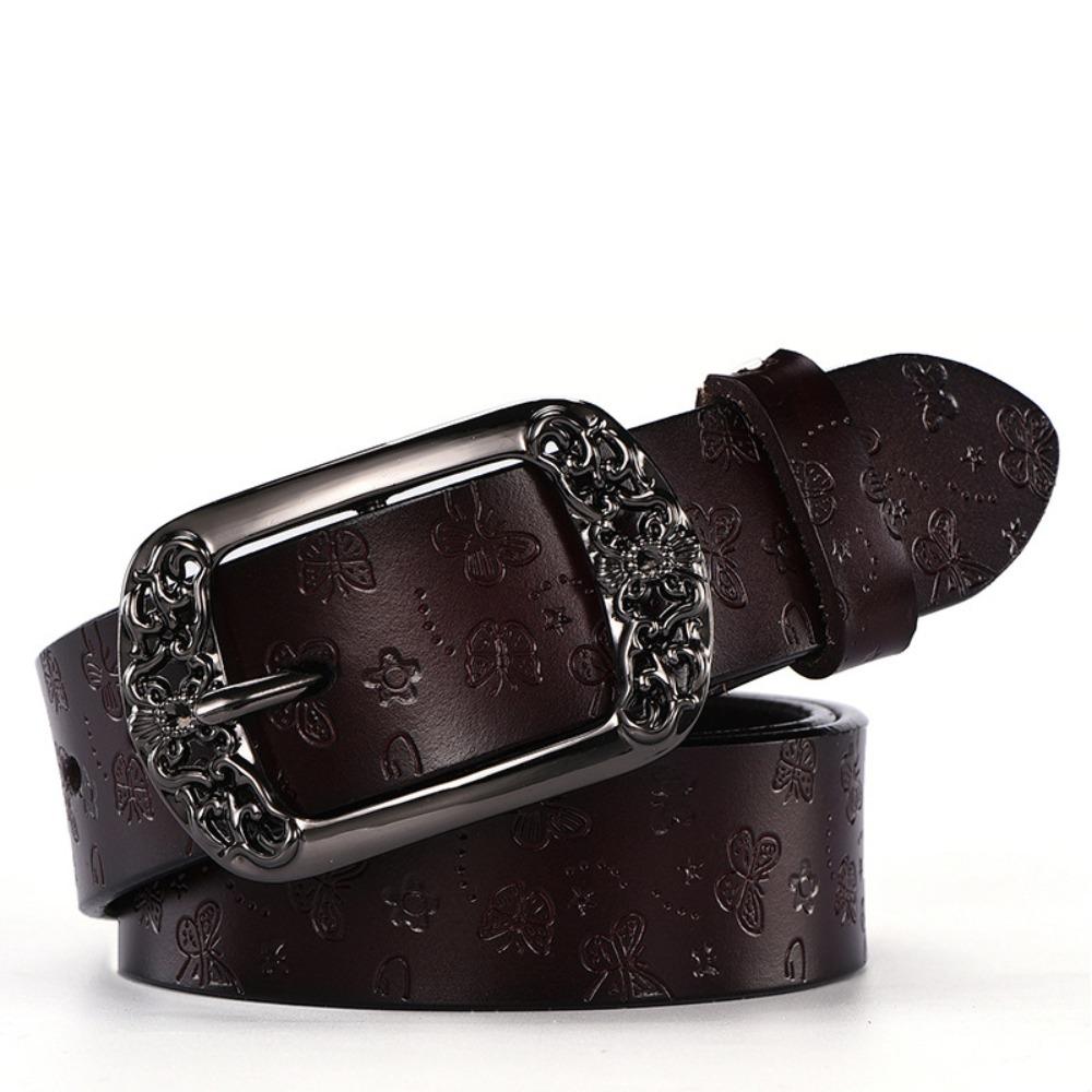 

Принтованная поясная лента с пряжкой-штифтом, ретро-ремень, декоративные аксессуары кофейный