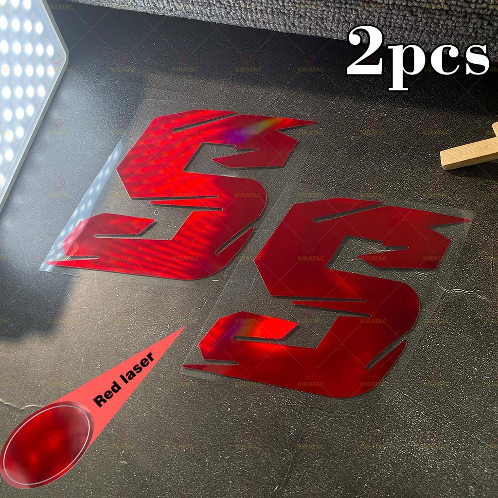 2 Stück Roter Laser Motorradnummer Aufkleber Wasserdicht für Motorradhelm Verkleidung Kraftstofftank Roller Karosserie Universelle Vinyl Aufkleber