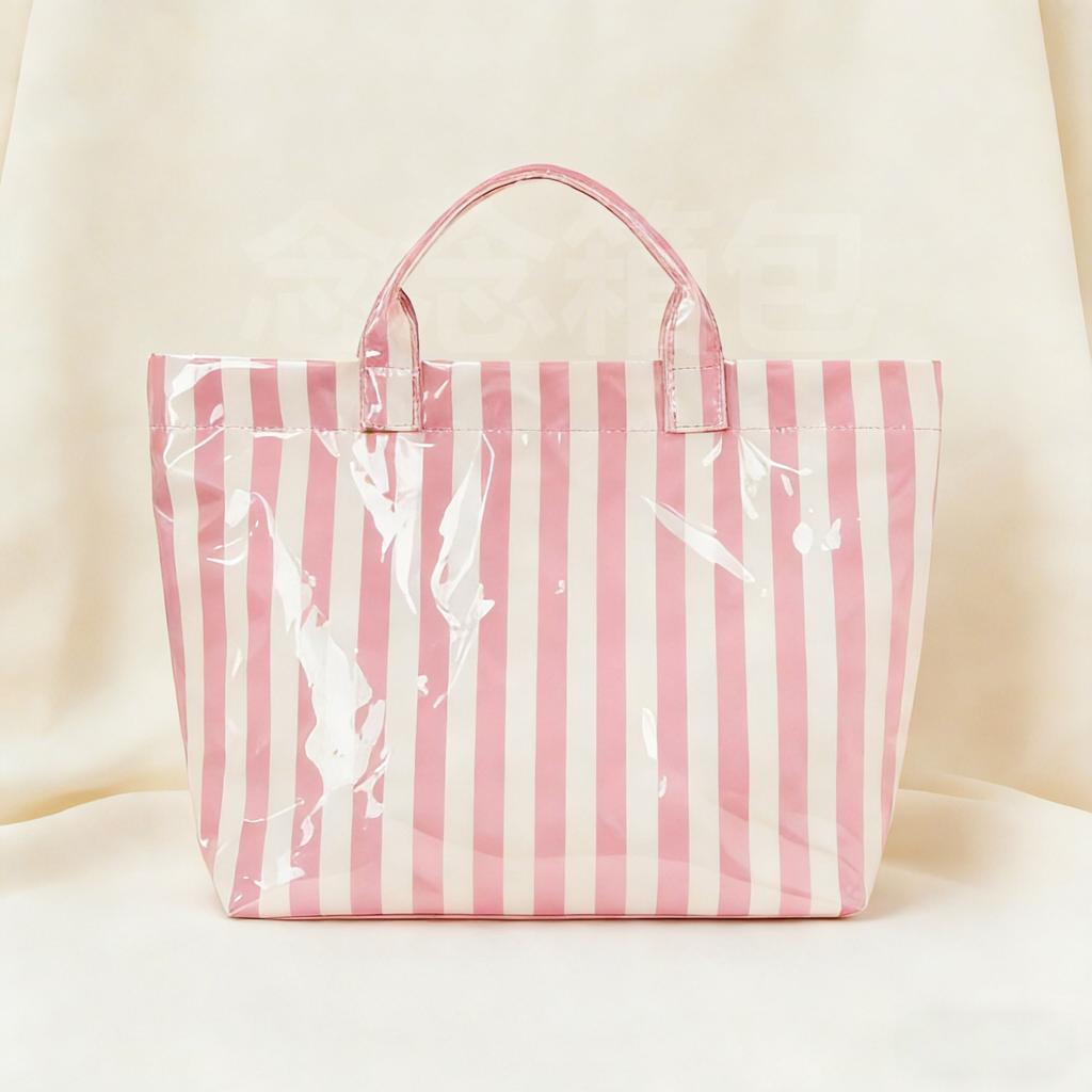 1pc Pink Vertical Stripe Tote Bag, Large Capacity Lightweight Design, with Soft-Touch Handle and Minimalist Silhouette,Women Bag