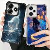 Night Moon Cat Dreamy Art Soft Phone Case For Xiaomi Redmi Note 14 15 Pro Plus 13 12 11S 11T 5G 10 9S 9 Plating Anti-Fall Fundas