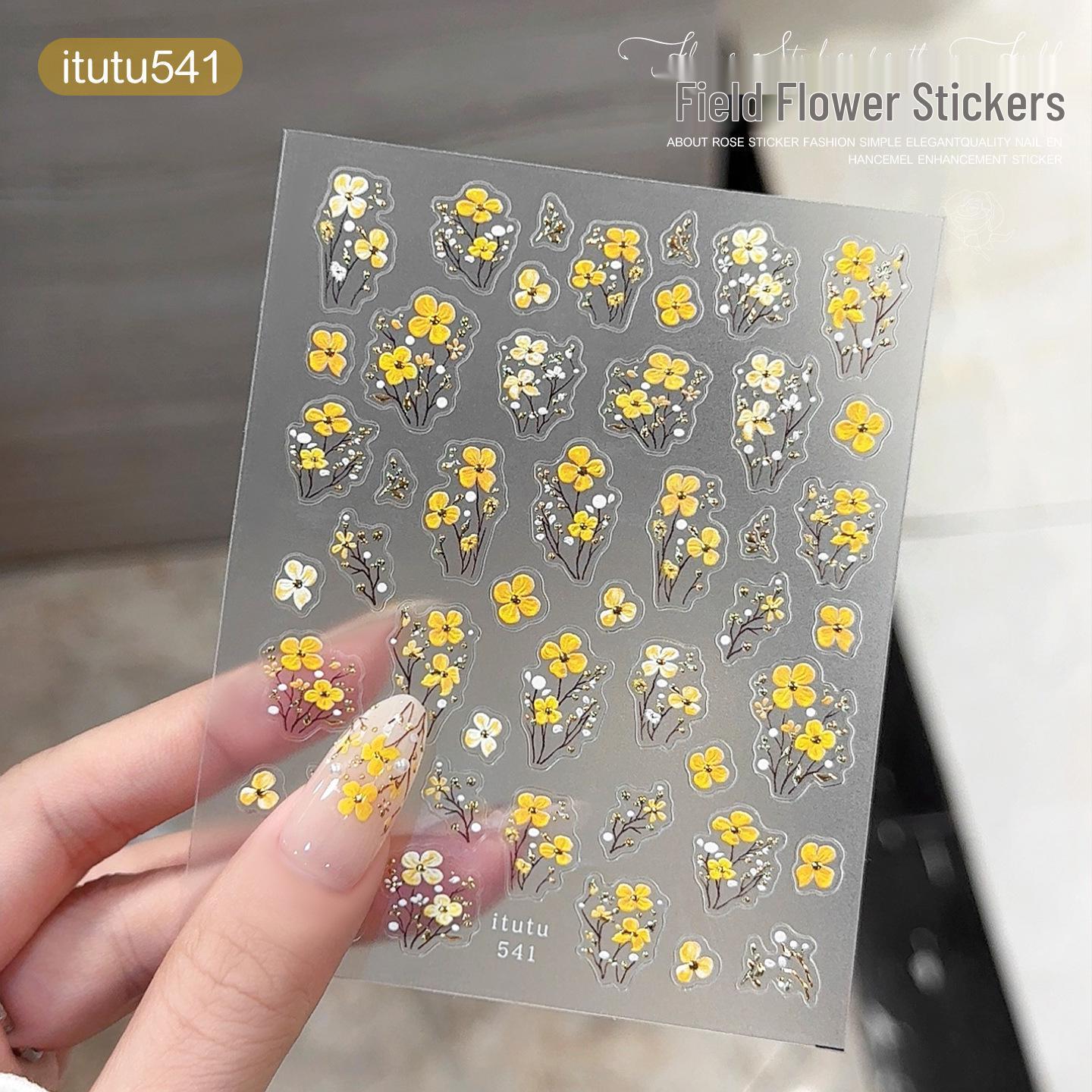 Embossed Spring-Summer Floral Nail Art Stickers
