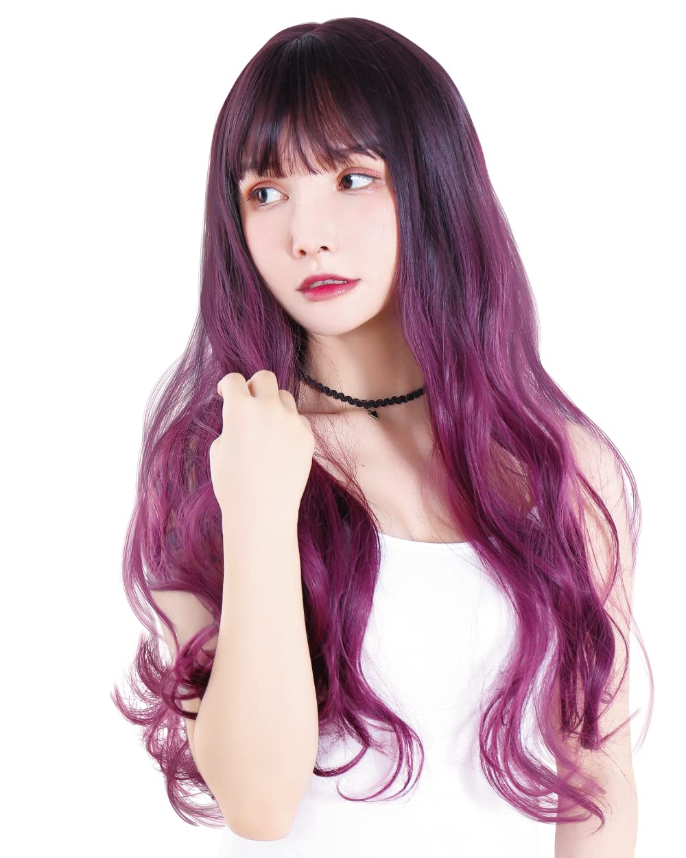 

TefuRe Fujitatsu Long Wave Natural Wide Variety of Wig Net [TefuRe] Wig, Gradient, Colors, Cosplay, Included, C-8256 (Black/Lavender Ash)