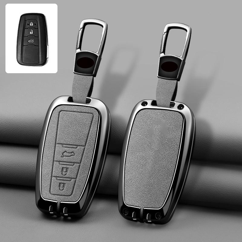Zinc Alloy Leather Car Key Cover Housing Key Fob For Toyota Prius Camry Corolla C-Hr Chr Rav4 Land Cruiser Prado Key Fob