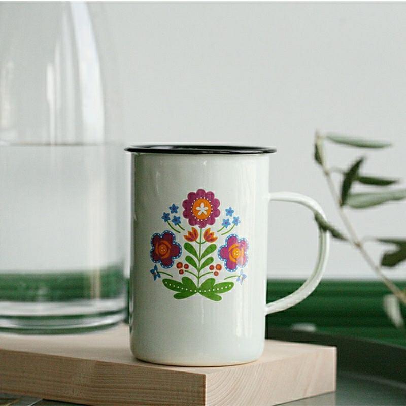 Outdoor Enamel Creative Coffee Tea Water Milk Cups Camping Mugs Enamel Mug with Handle Drinkware Vacation Hiking Mug Gifts
