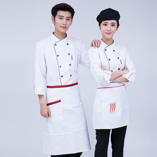 Chef Top Long Sleeves Plus Size Soft Solid Color Stand Collar Dirt Resistant Restaurant Unisex Cardigan Chef Shirt for Work