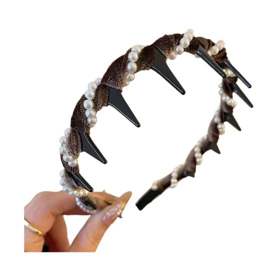 Faux Pearl Headband Retro Style Twist Ribbon Women Hair Hoop