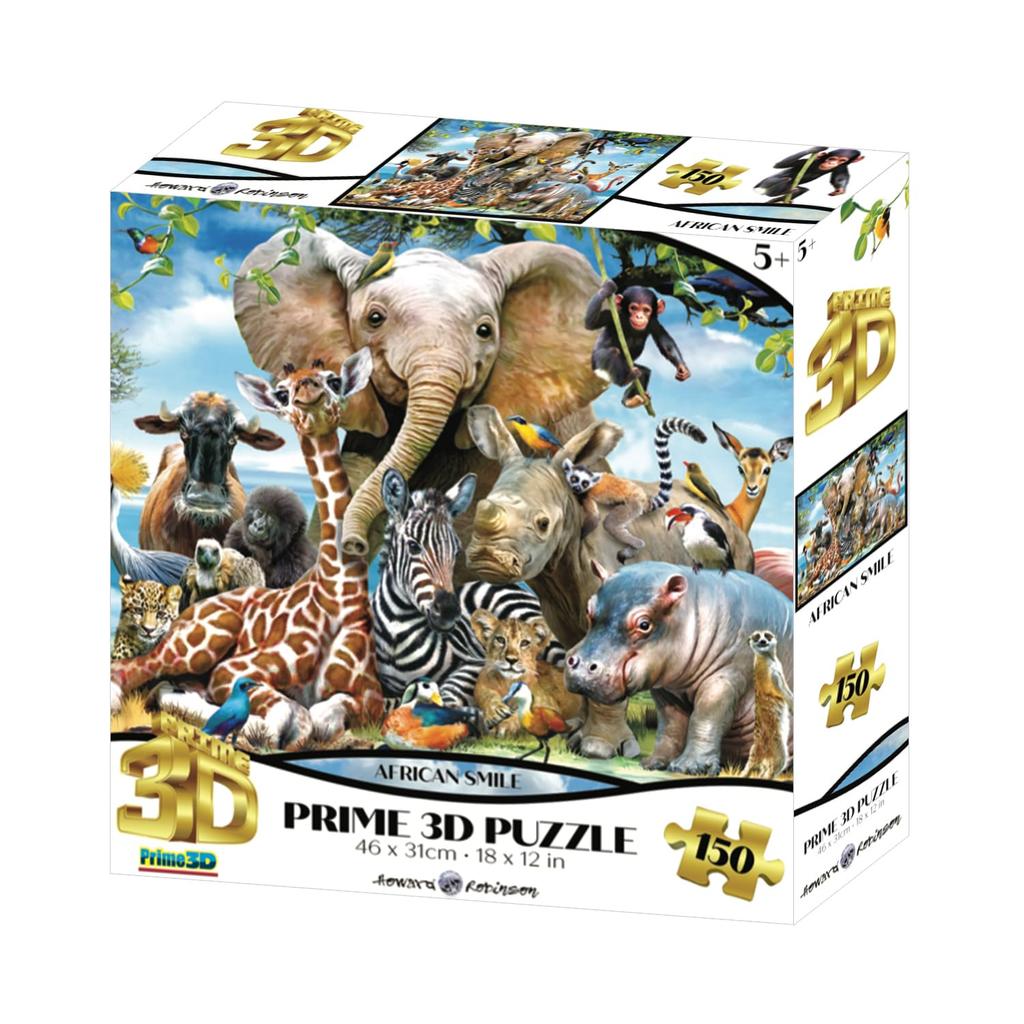 Yamasan Prime 3D Howard Robinson African Animal Group Photo Finished 46 X 31 Cm 150 Pieces 10873, Size /