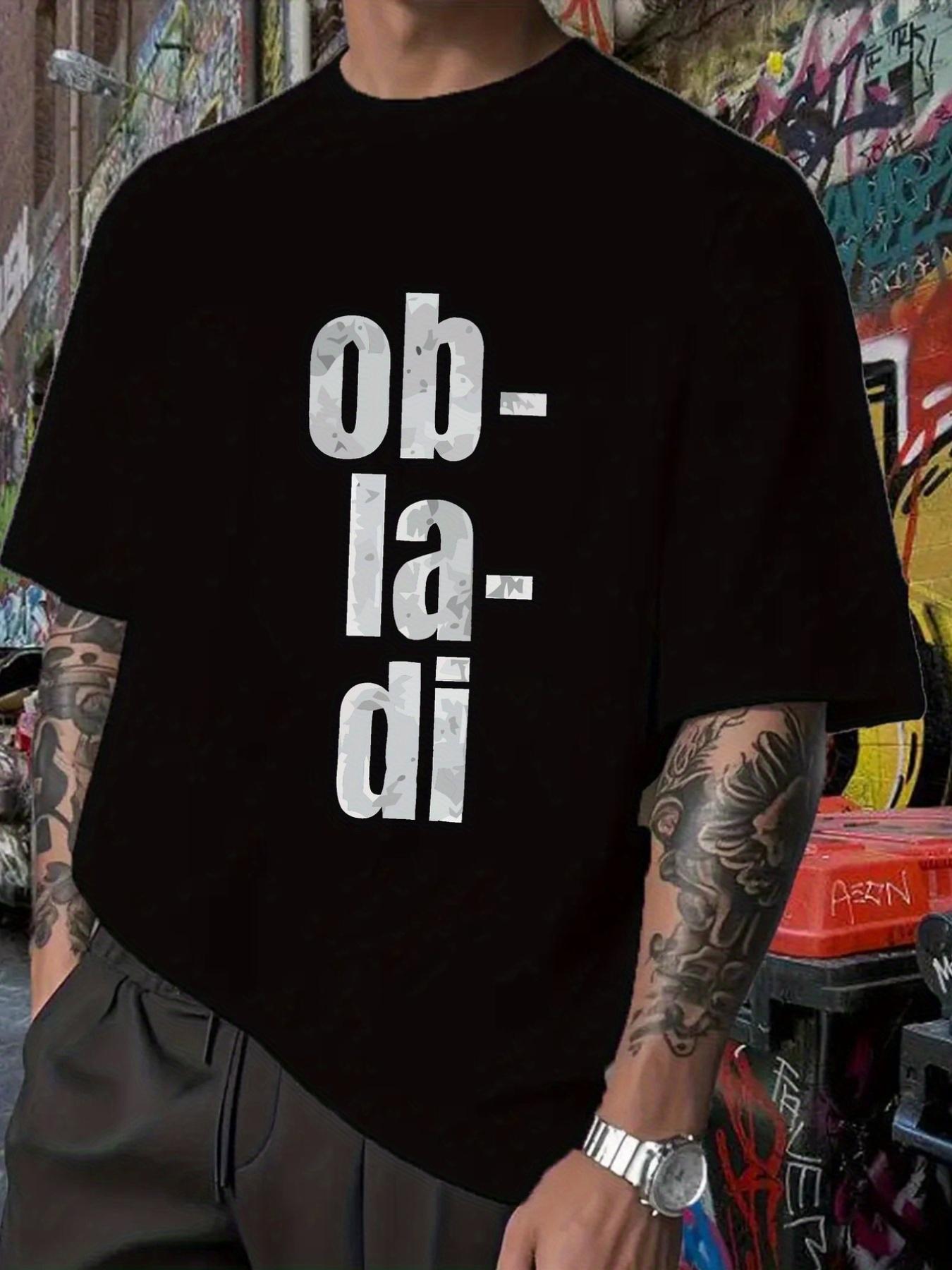 Black/White Graphic T-shirt - Bold OB-LA-DI Lettering S