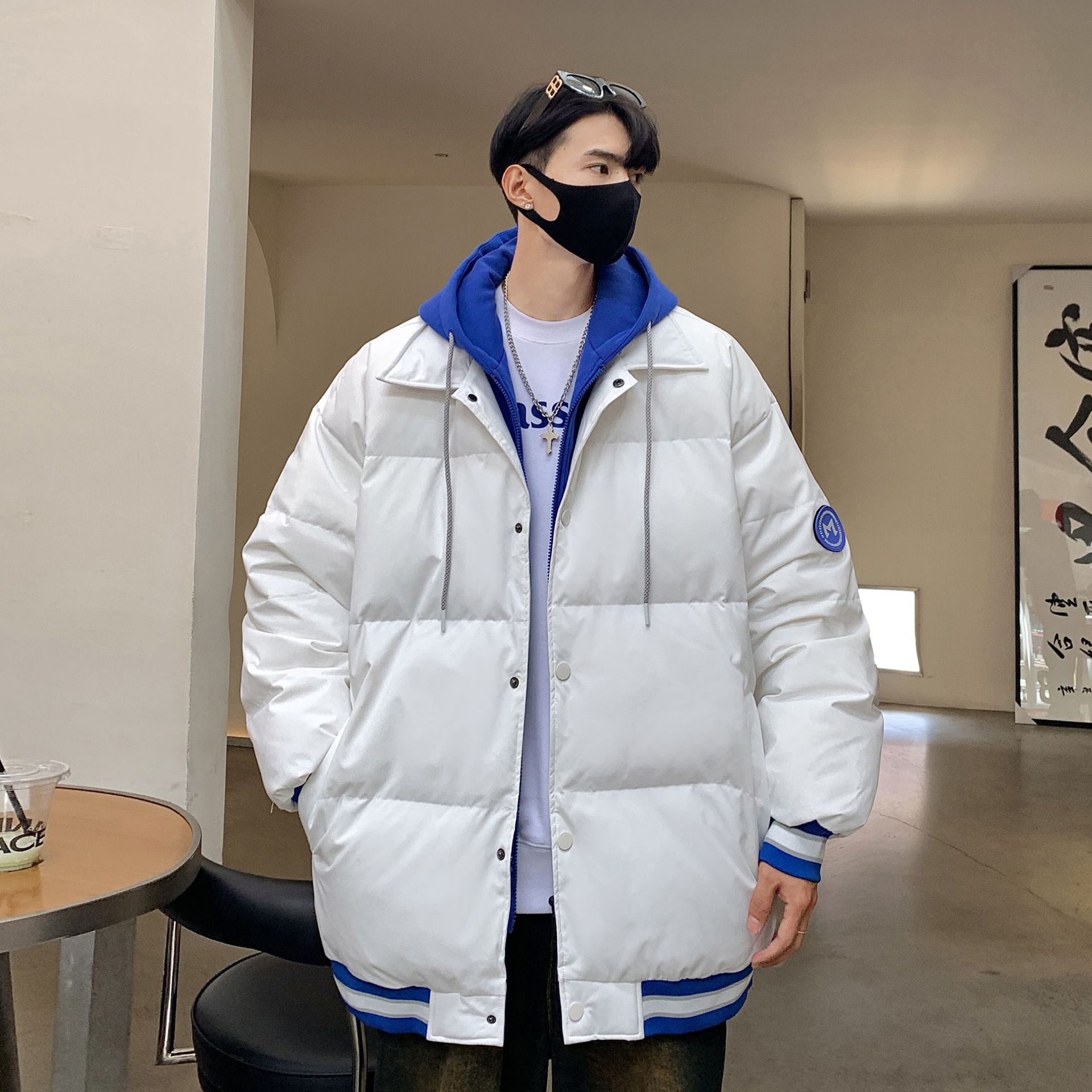 Пуховик мужской модный белый утиный пух женский с капюшоном пара 85 национальный стандарт — фото 7