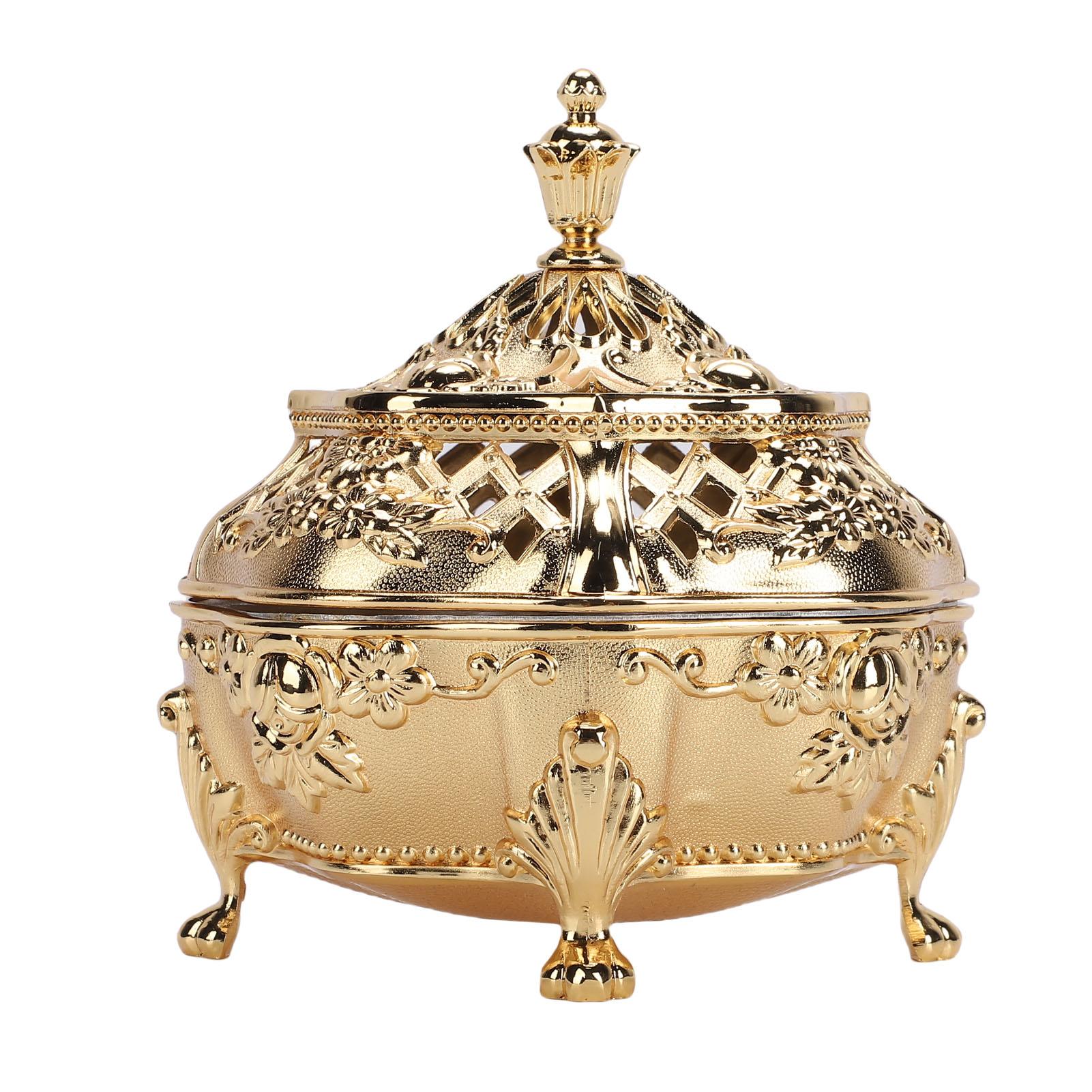 Vintage Incense Holder Metal Decorative Cone Stick Incense Holder with Removable Ashes Catcher and Lid for Bedroom Study