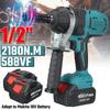 High Torque Brushless Electric Impact Wrench 1/2 Inch 2180N.m Socket Wrench Cordless Driver Tool for Makita 18V Battery