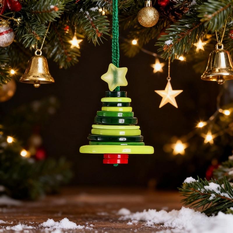 Plastic Button Craft Hanging Ornament Set For Kid Adult Art Craft Handmade Festival Gift Christmas Tree Decoration