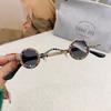 Luxury Shine Rhinestone Sunglasses Small Design Decoration Women Shades Retro Round Metal Sun Glasses for Travelling