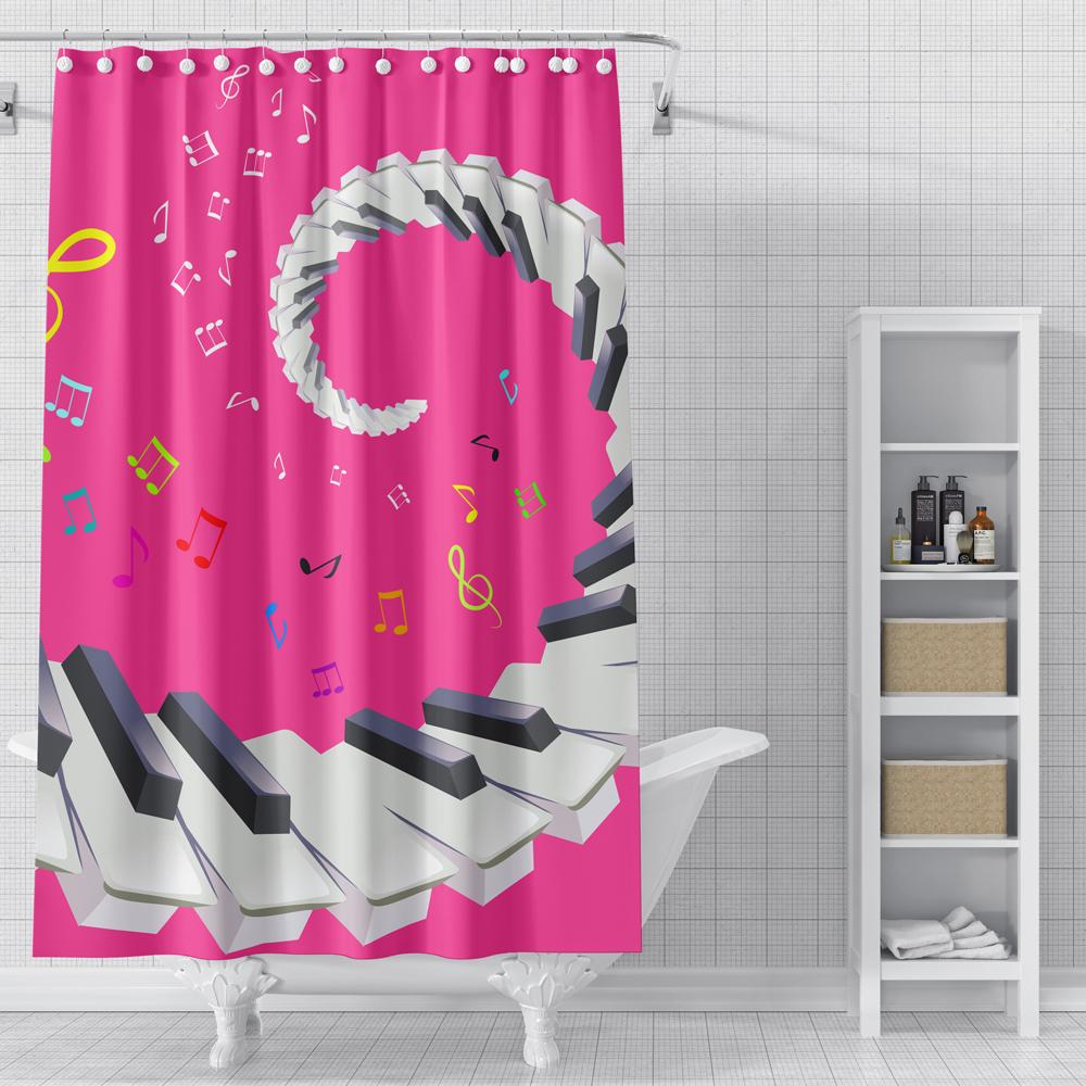 Piano Key Music Shower Curtain For Bathroom Musical Notes Waterproof Bathroom Shower Curtain Romantic Elegant Bath Bathtub Decor