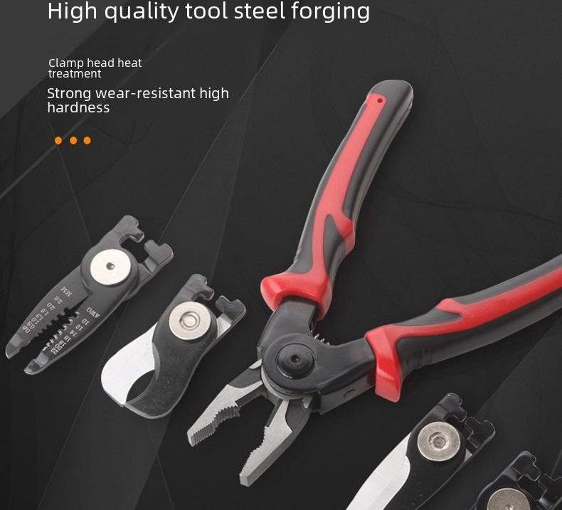 Five-in-One Multifunctional Pliers Set: Interchangeable Wire Cutter, Vise, Stripper