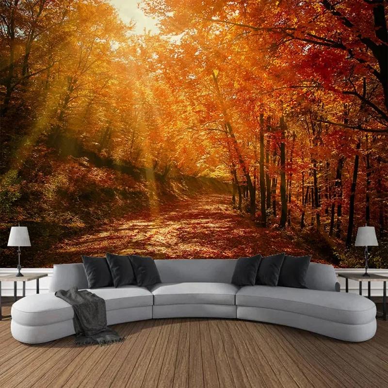 

Лісові Дерева Опале Листя Декоративний Гобелен Офісний Декор для Вітальні Домашній Настінний Гобелен 100x75cm