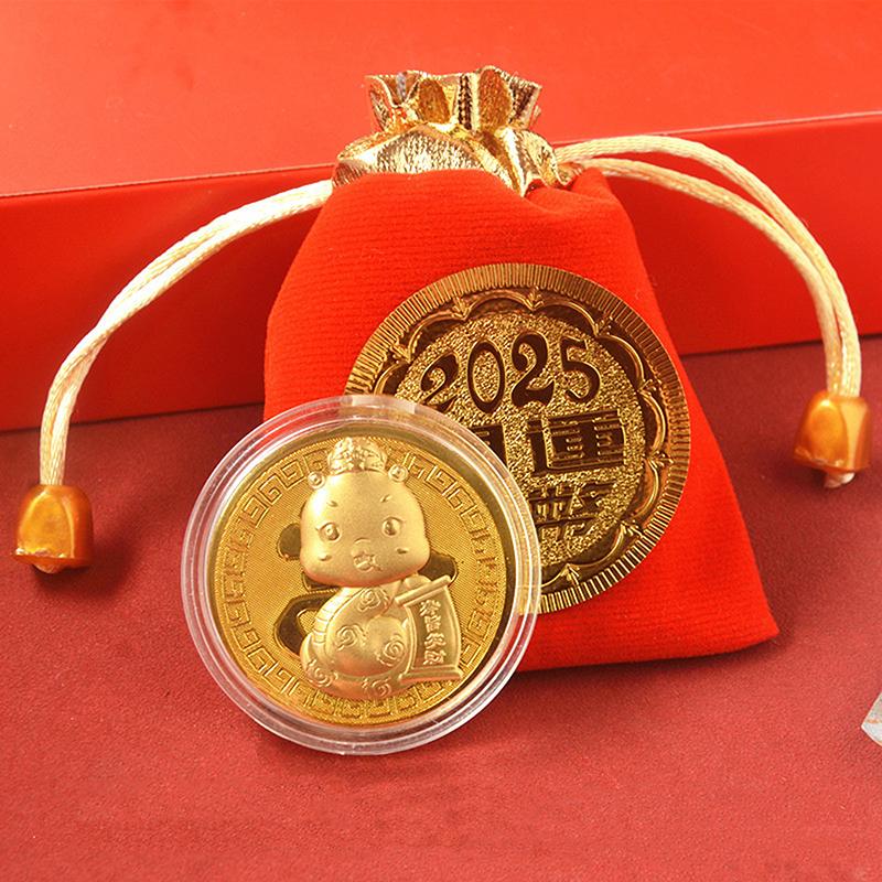 2025 Jahr der Schlange Glücksgoldmünze Gedenkmünzen Chinesisches Sternzeichen Abzeichen Sammlerstücke Gedenkmünzen