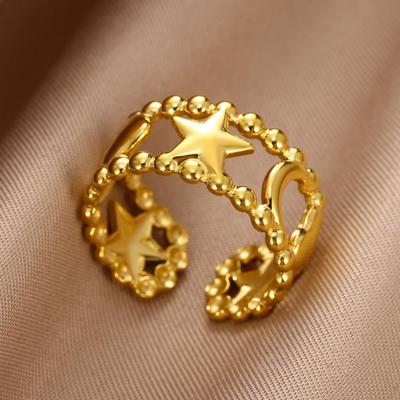 Partyring Ozean-Thema Verstellbarer Muschel Seestern Ring für Damen Polierter Edelstahl Fingerschmuck für Party-Accessoire Date