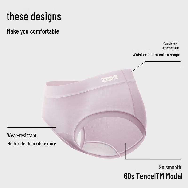 Bananain 505A Women's Modal Mid-Waist Briefs 3-Pack