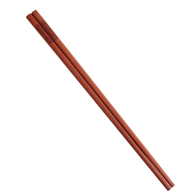 Red Sandalwood Chopsticks - Set of 10 Solid Wood, No Paint/Wax, Antibacterial, Anti-mildew, Engraved Logo, Ideal for Home Use