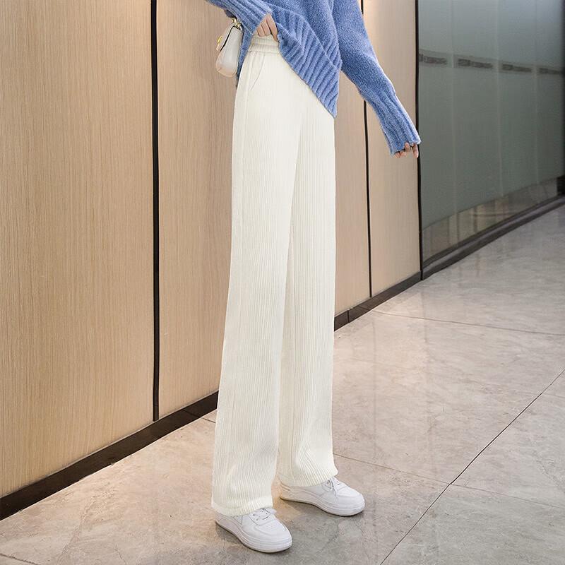 Women's High-Waisted Wide-Leg Plush Lined Pants