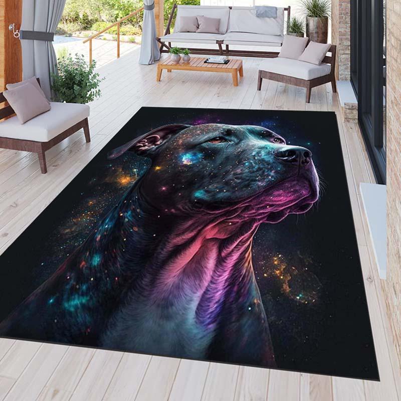 Crystal Velvet Galaxy Dog Face Carpet - Non-Slip Floor Mat, Large Size up to 2.16m², Vibrant Cosmic Design for Home, Hote