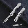 Stainless Steel Folding Knife Mini Keychain Pocket Knife Quick Open Scalpel Knife Replaceable Blades Kitchen Knife Accessories