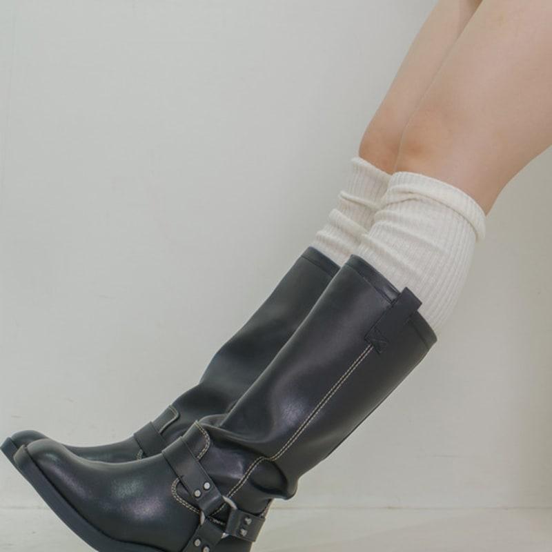 

meminn вязаные длинные гетры 3 цвета 04_Lip Knit Long Leg Warmer (BK)