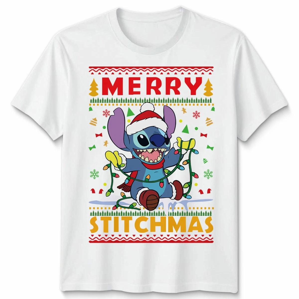 Stitch and Snowflakes Christmas T shirt Funny Ugly Unisex Funny Holiday Tee#MC26 S