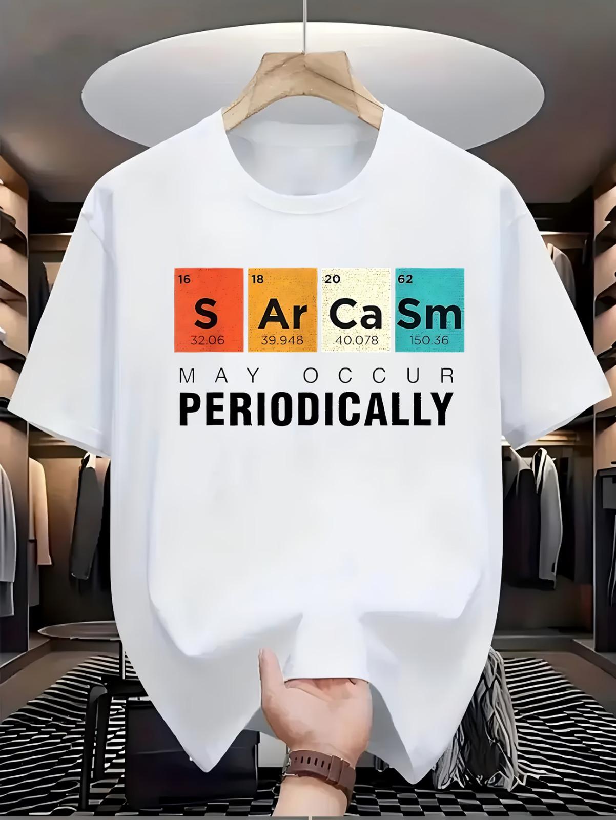 Creative Style Letter Pattern Print, Men s Casual Crew-neck T-shirt XXXL