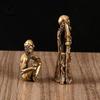 Retro Brass Sitting Bodhidharma Buddha Statue Desk Ornaments Metal Copper Dharma Figurines Miniatures Home Decorations Accessory