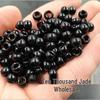 Large Hole Black Glass Imitation Jade Round Beads for DIY Jewelry
