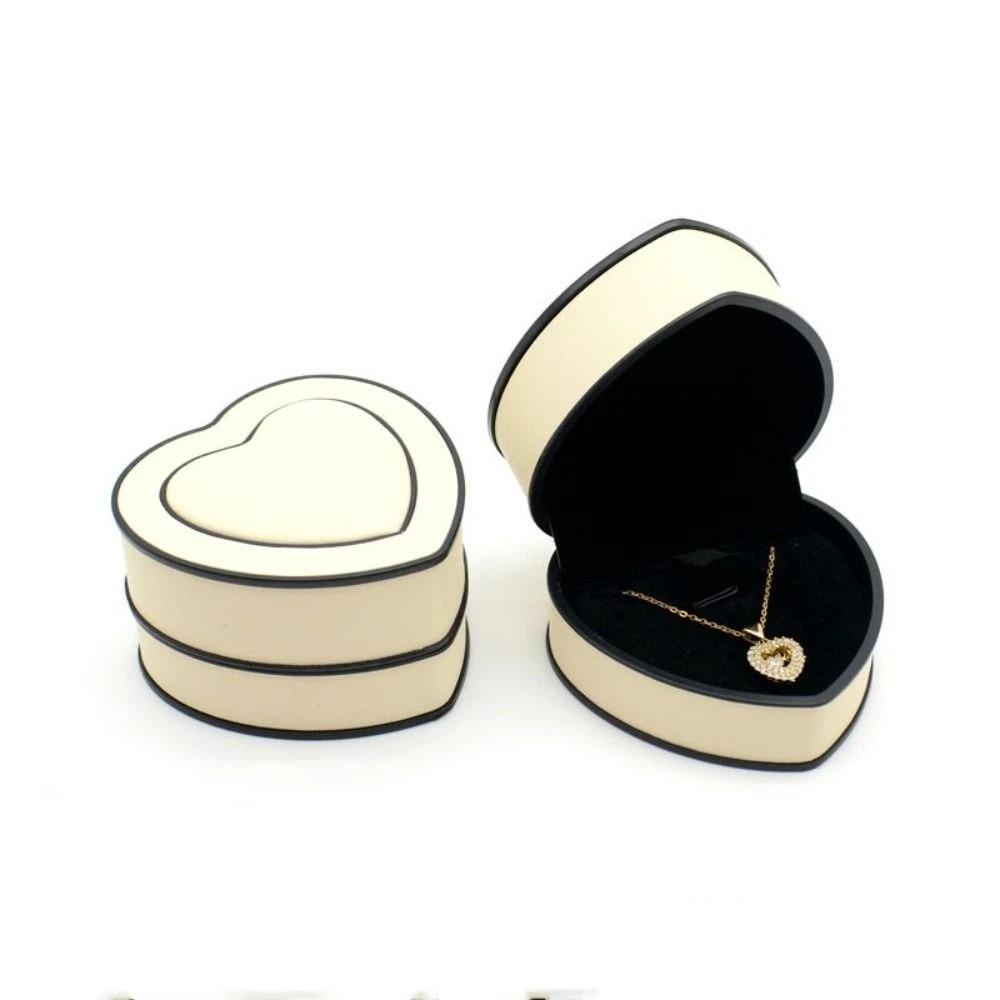 Solid-color Surface Jewelry Box Heart-shaped PU Leather Box Gift Packaging Box  Holiday Presents